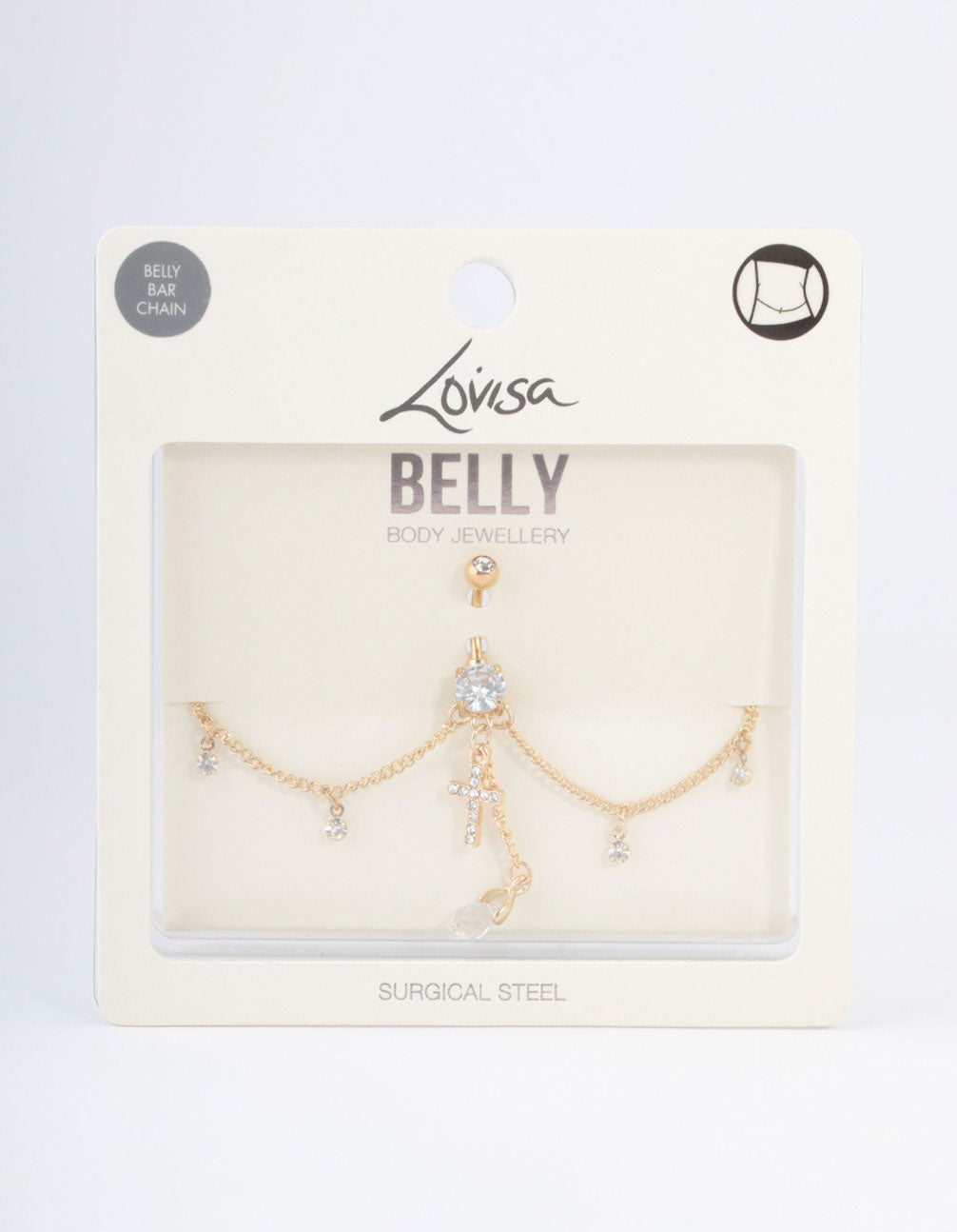 Gold Plated Surgical Steel Cross Belly Chain