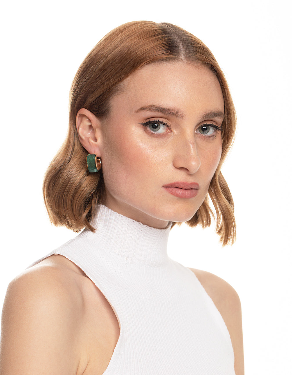 Worn Gold Chubby Resin Hoop Earrings