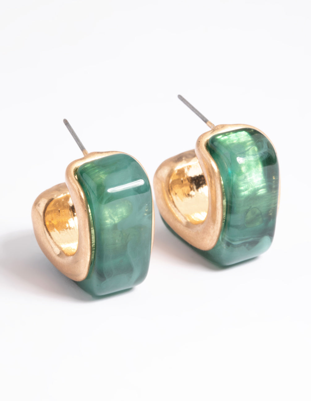 Worn Gold Chubby Resin Hoop Earrings