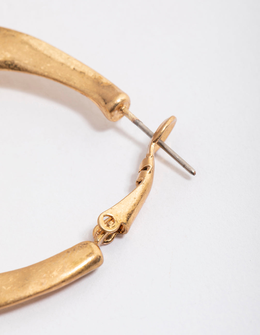 Worn Gold Oval Twisted Large Hoop Earrings