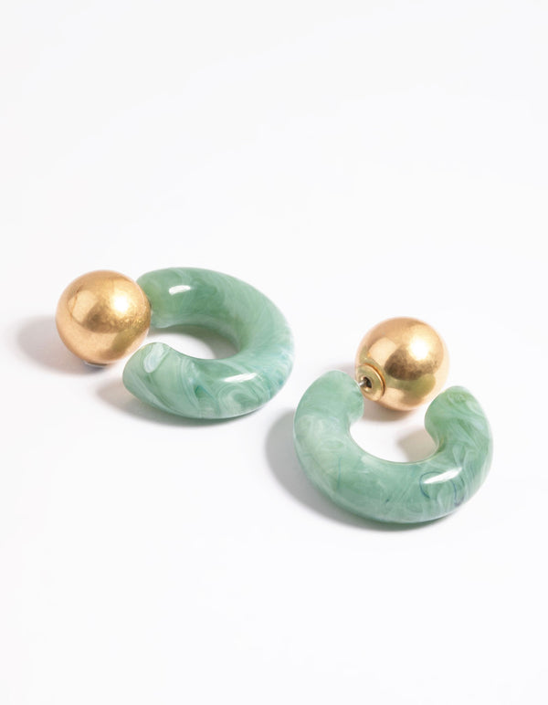 Worn Gold Resin Back & Front Hoop Earrings