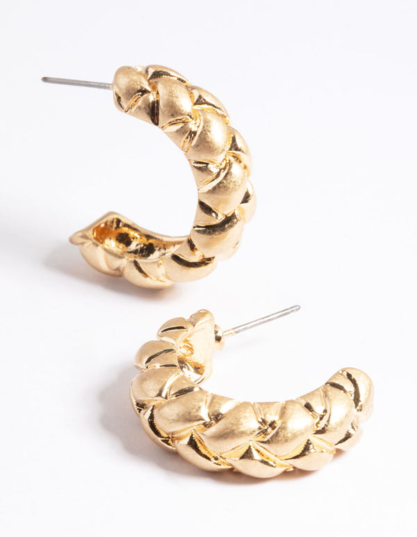 Worn Gold Medium Woven Hoop Earrings