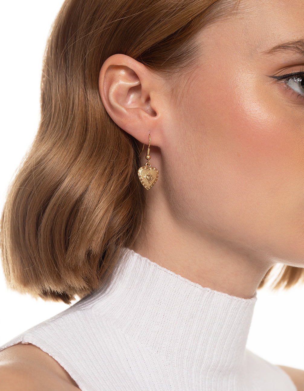 Worn Gold Antique Heart & Disc Earrings Pack