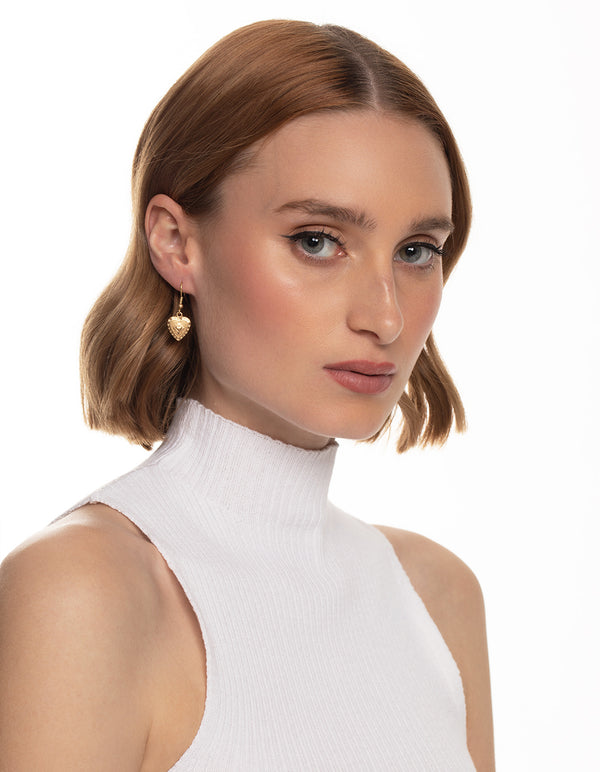 Worn Gold Antique Heart & Disc Earrings Pack