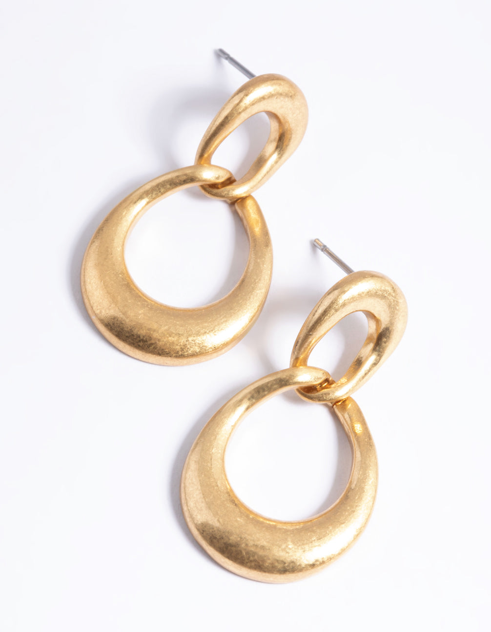 Worn Gold Irregular Link Drop Earrings