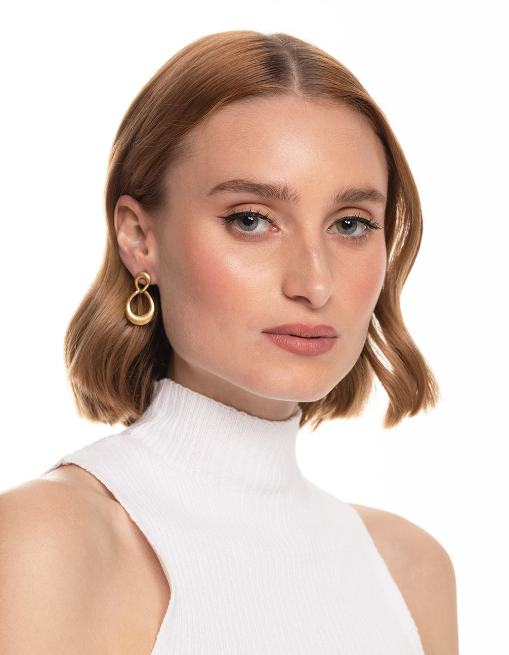 Worn Gold Irregular Link Drop Earrings