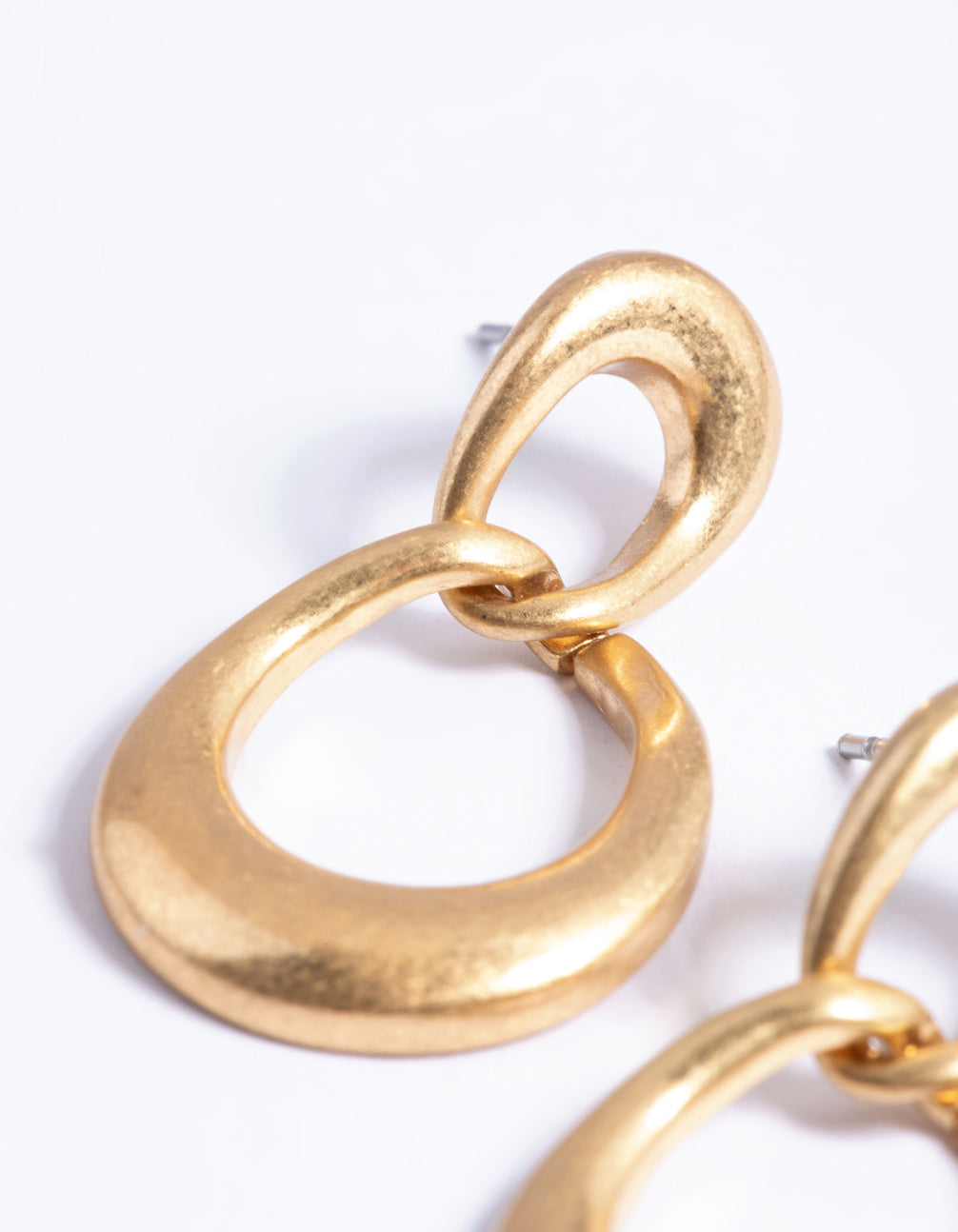 Worn Gold Irregular Link Drop Earrings