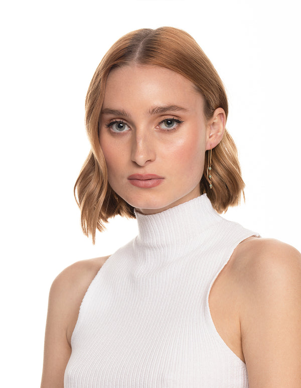 Worn Gold Mini Oval Threader Earrings