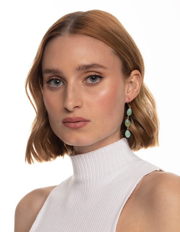 Worn Gold Stone Drop Earrings