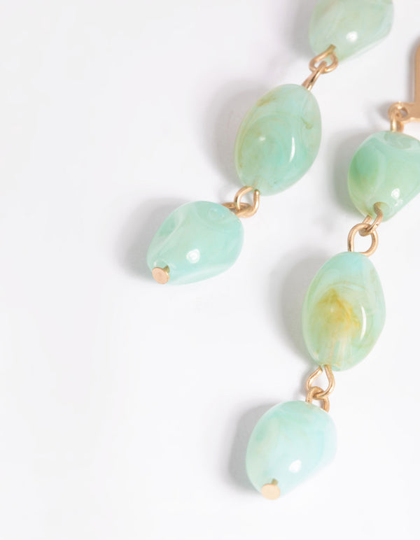 Worn Gold Stone Drop Earrings