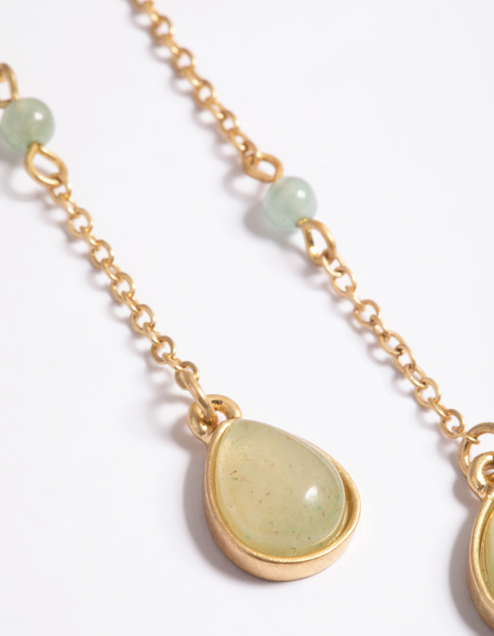 Worn Gold Teardrop Stone Drop Earrings
