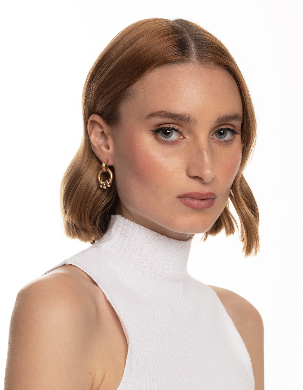 Worn Gold Small Door Knocker Earrings