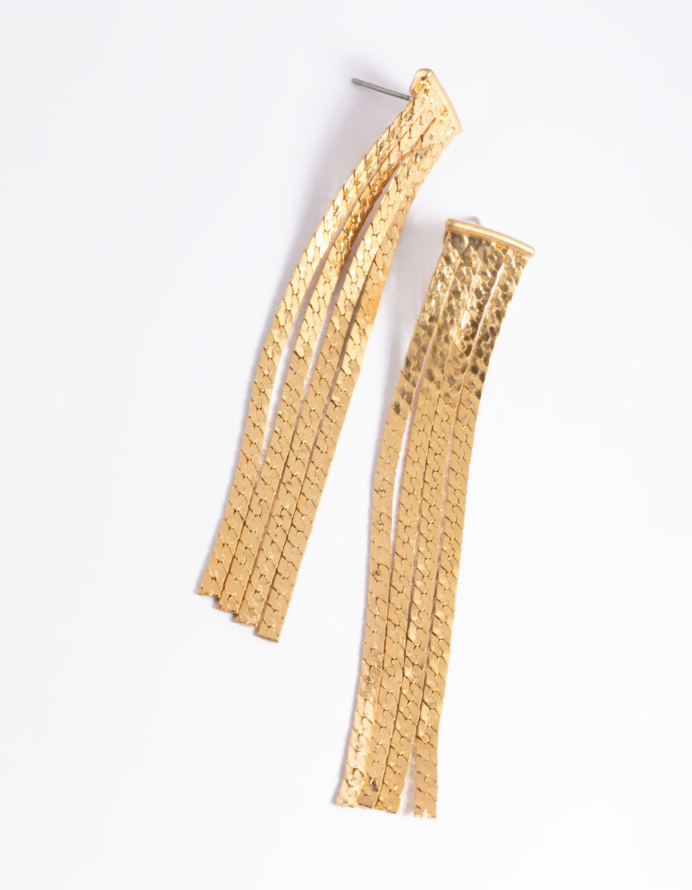 Worn Gold Snake Chain Drop Earrings