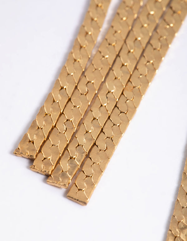 Worn Gold Snake Chain Drop Earrings