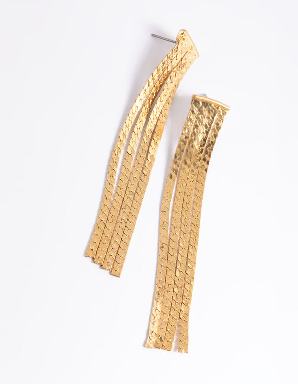 Worn Gold Snake Chain Drop Earrings