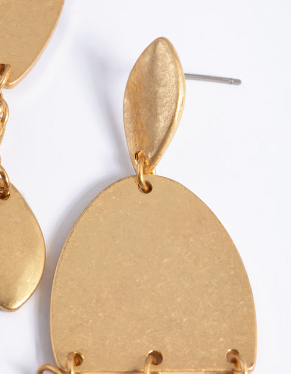 Worn Gold Metal Drop Earrings
