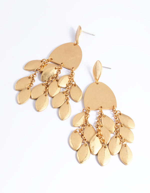 Worn Gold Metal Drop Earrings