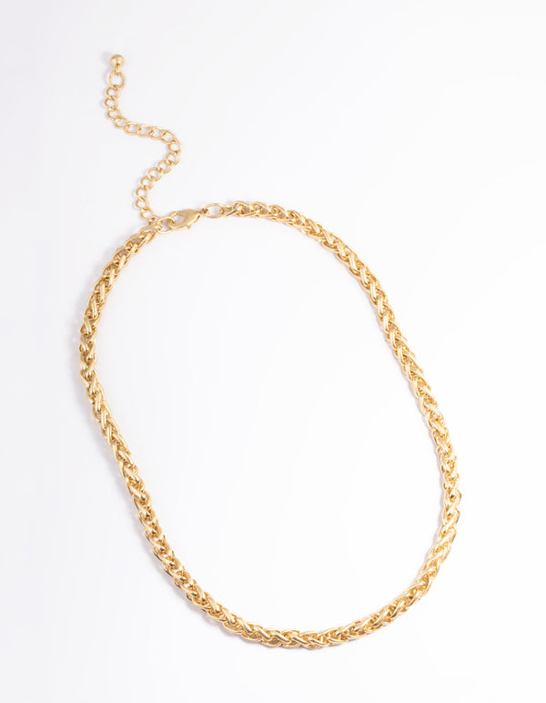 Worn Gold Rounded Twist Chain Necklace