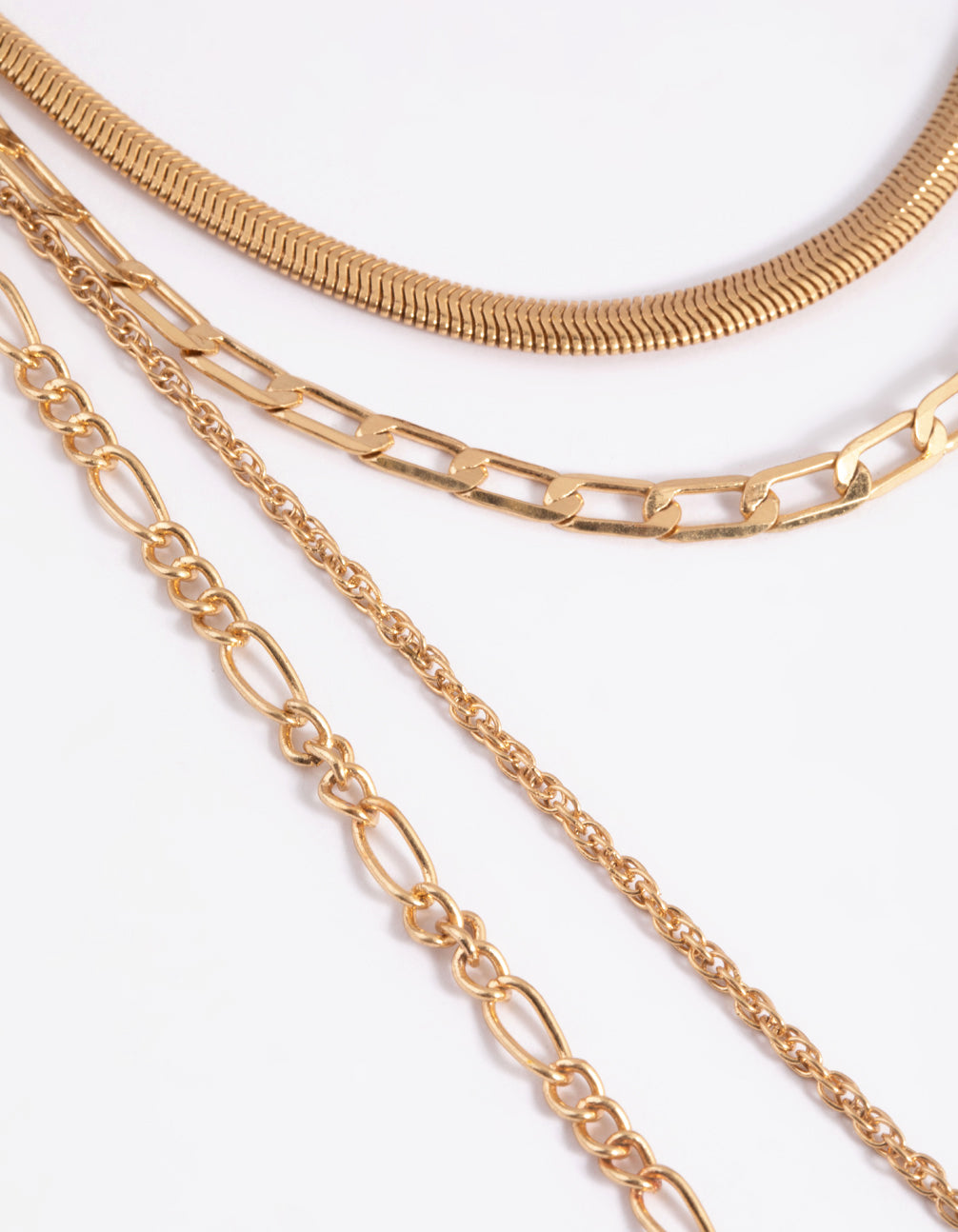 Worn Gold Figaro 4-Row Necklace