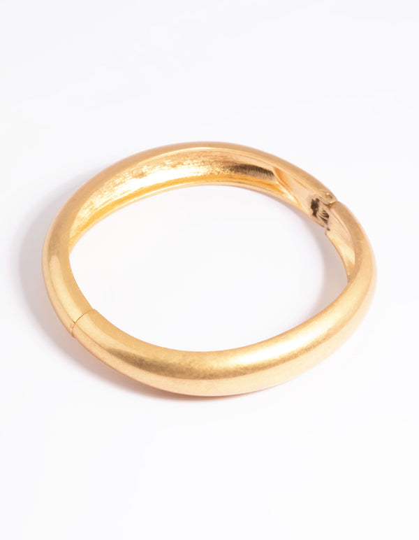 Worn Gold Rounded Hinge Cuff Bangle