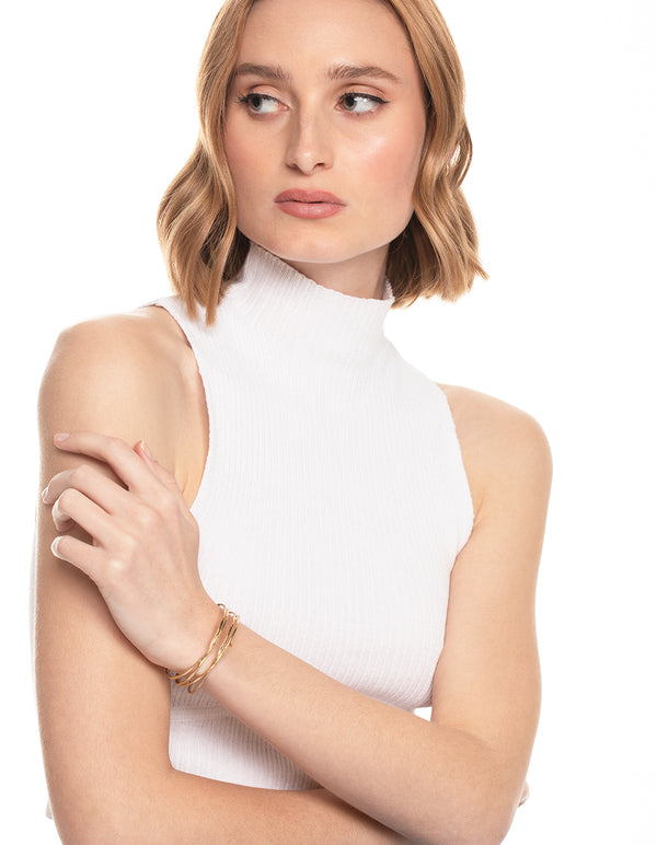Worn Gold Thin Molten Open Cuff Bangle