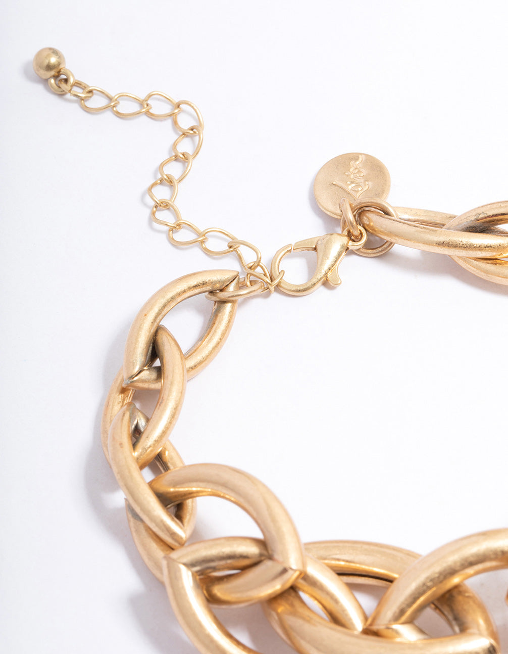 Worn Gold Oval Link Chain Bracelet