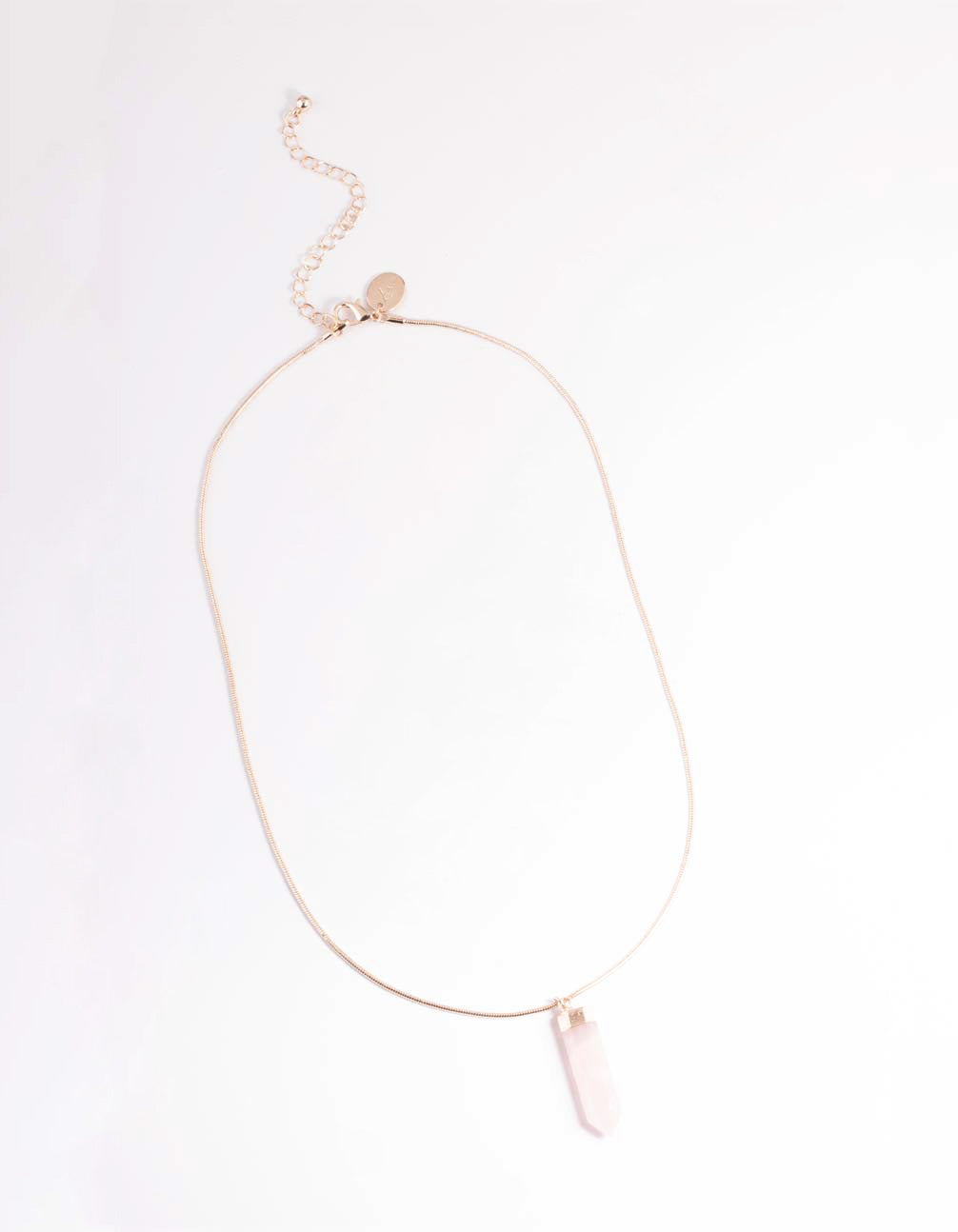 Rose Gold Rose Quartz Shard Snake Chain Necklace