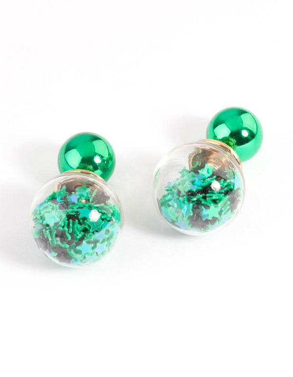 Green Glitter Shaker Sandwich Earrings