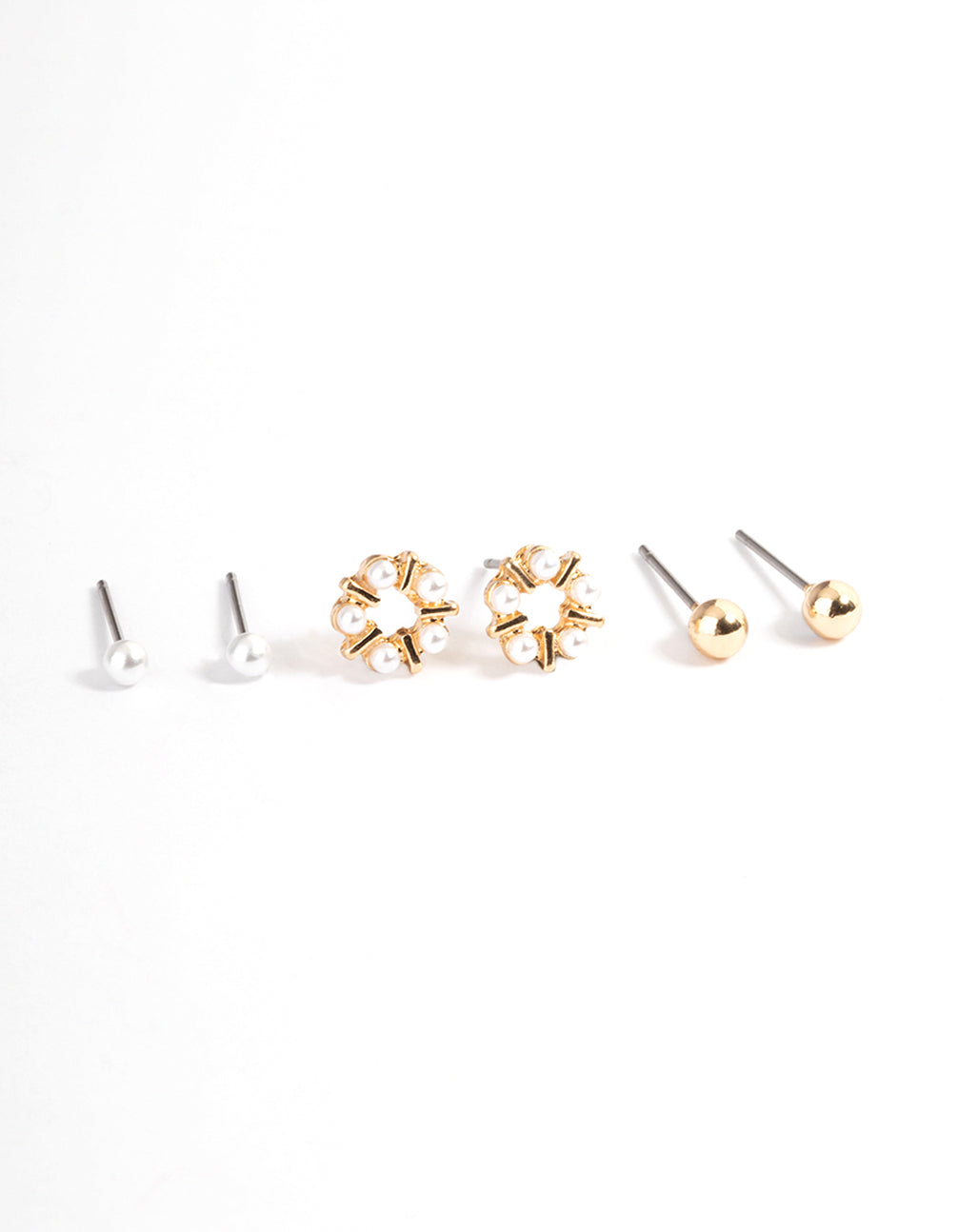 Gold Circle Pearl Earrings Pack