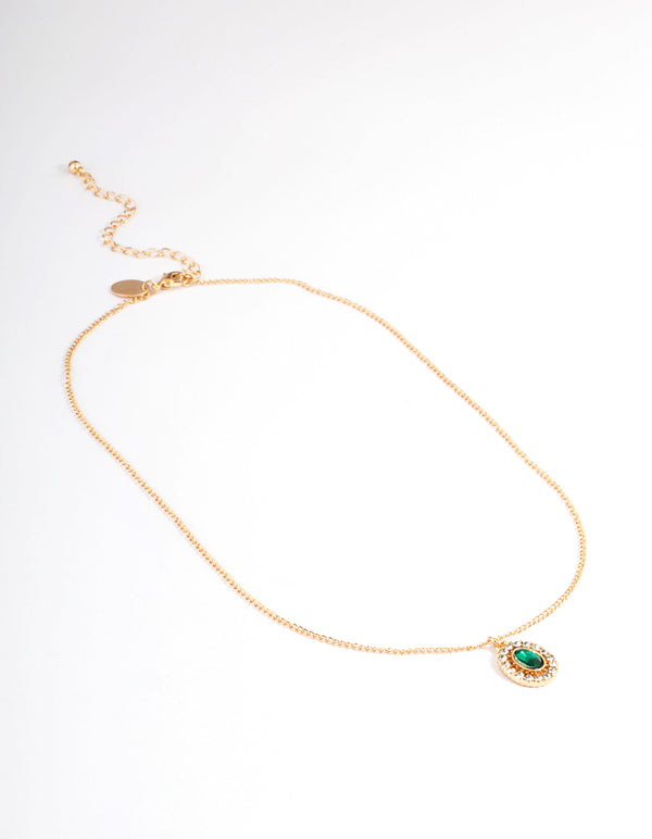 Gold Oval Set Stone Necklace