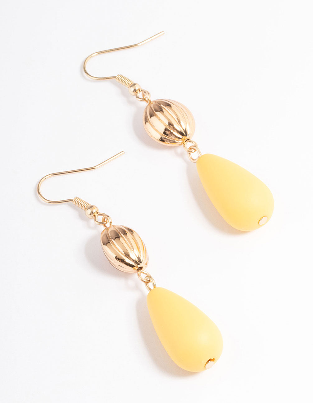 Yellow Large Coated Bead Drop Earrings