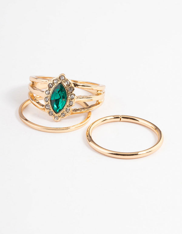 Gold Marquise Stone Set 4-Pack Ring