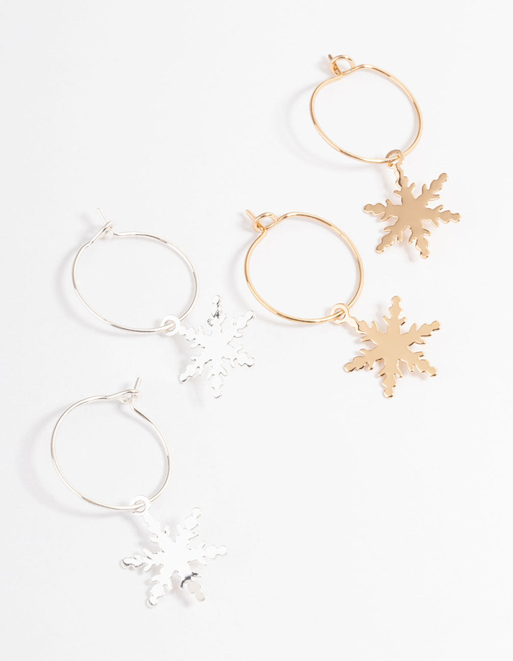 Mixed Metal Wire Snowflake Huggie Earrings