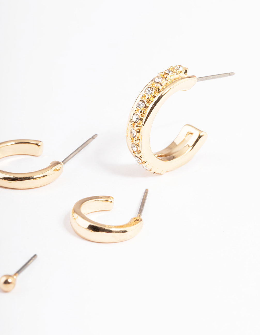 Gold Diamante Statement Twist Stack Earrings