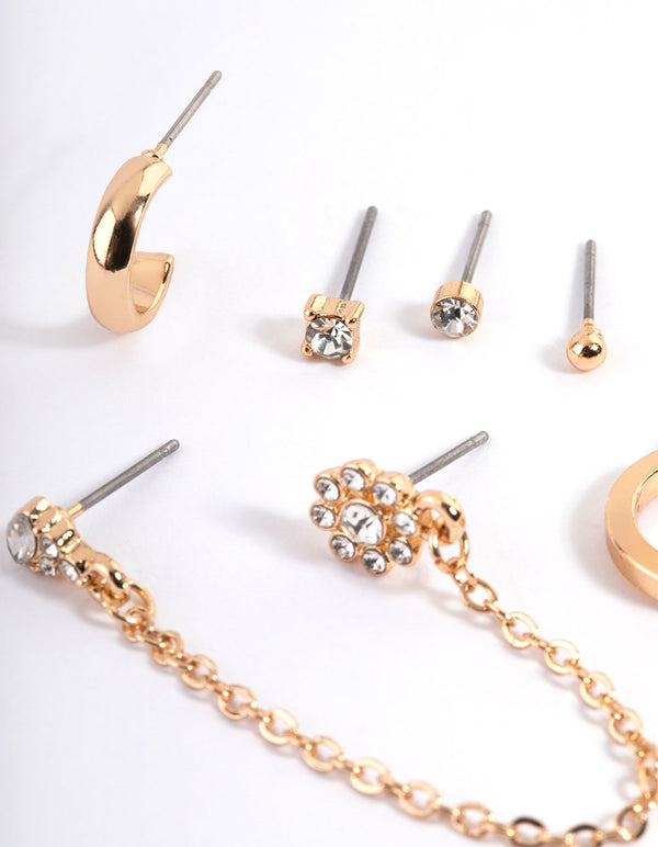 Gold Butterfly Garden Stack Earrings