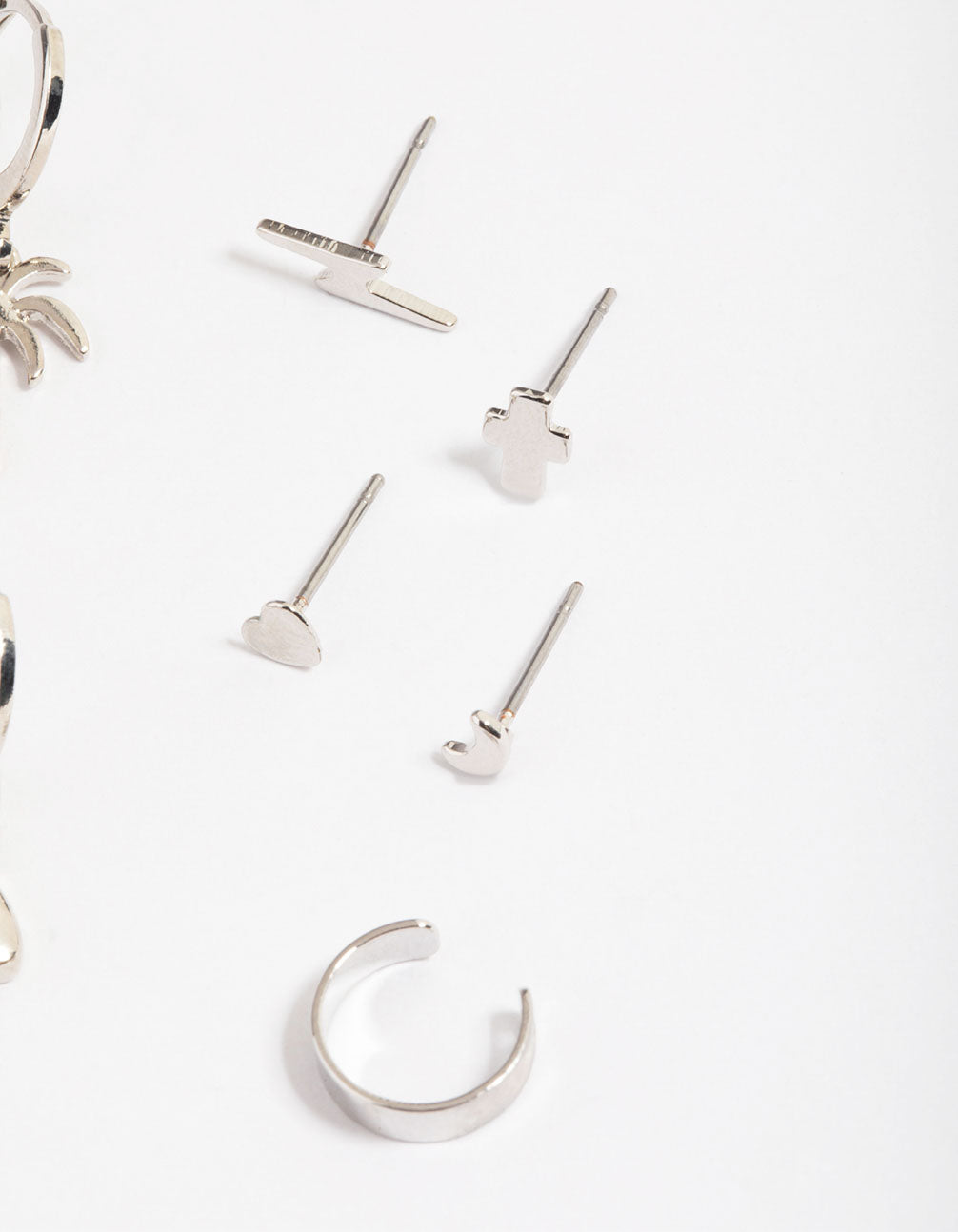 Rhodium Mixed Snake Stack Earrings