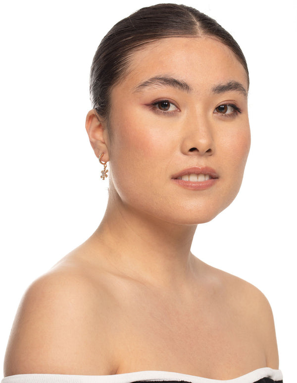 Gold Diamante Snowflake Hoop Earrings