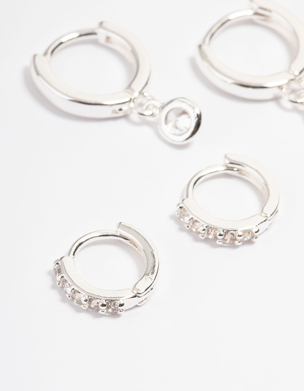 Silver Clear Stud & Huggies Pack