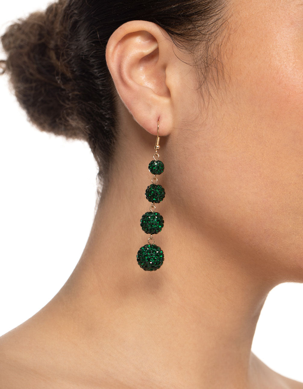 Gold Triple Ball Drop Earrings
