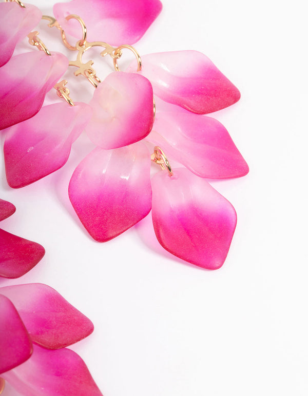 Pink Coated Petal Drop Earrings