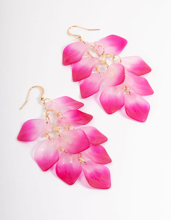 Pink Coated Petal Drop Earrings
