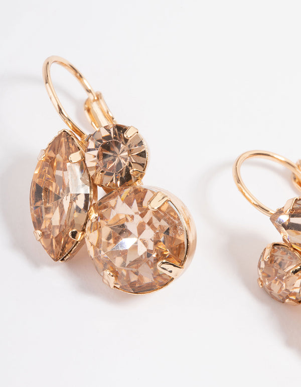 Gold Mixed Stone Cluster Huggie Hoop Earrings