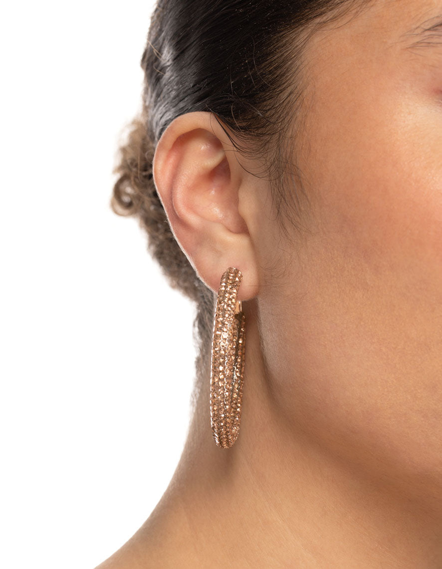 Rose Gold Diamante Mix Hoop Earrings