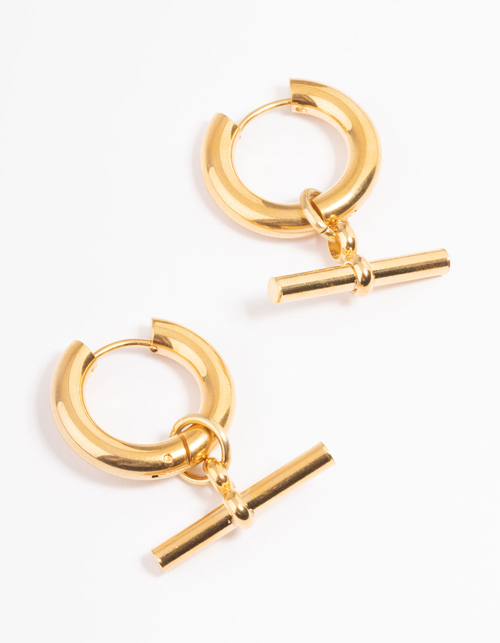 Waterproof Gold Plated Stainless Steel Chunky Bar Huggie Earrings