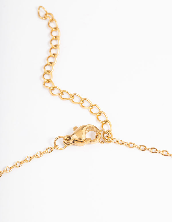 Gold Plated Stainless Steel Cubic Zirconia Drop Fine Chain Necklace