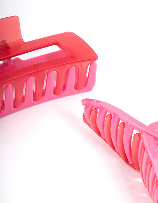 Pink Plastic Two Tone Claw Pack