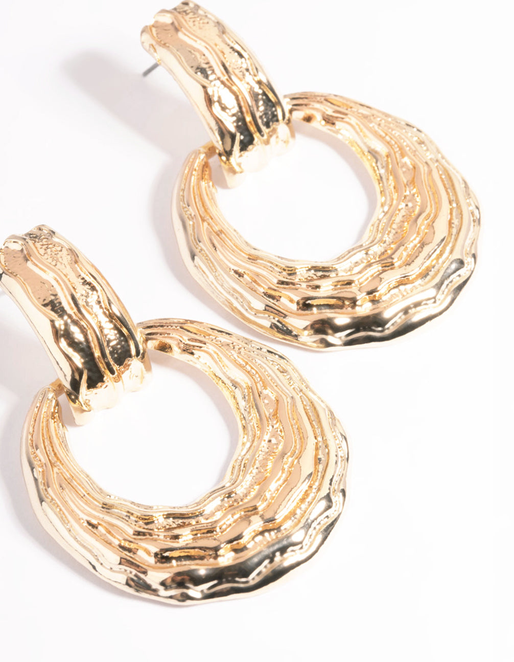 Gold Stamped Door Knocker Earrings