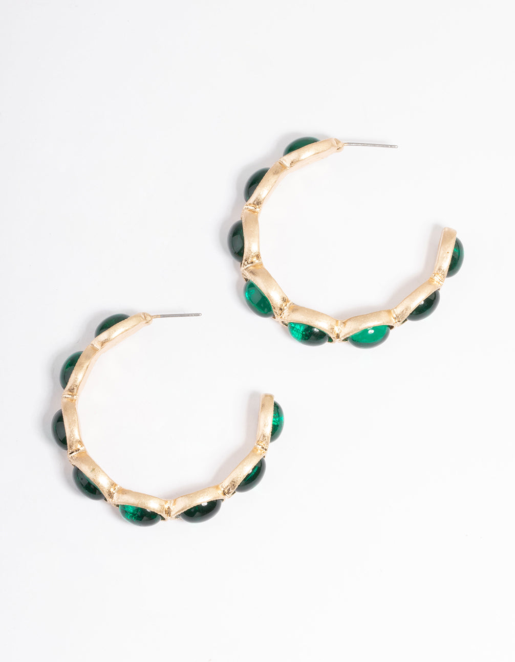 Gold Gem Stone Hoop Earrings