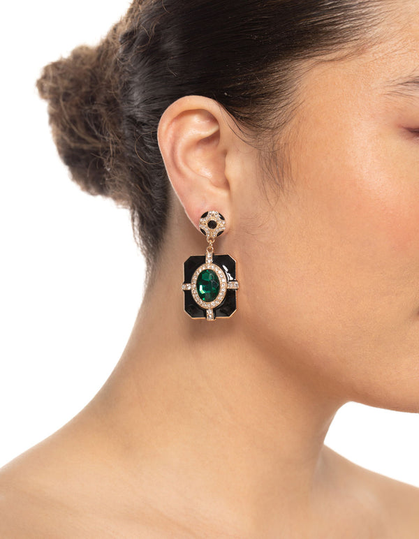 Silver Diamante Statement Drop Earrings