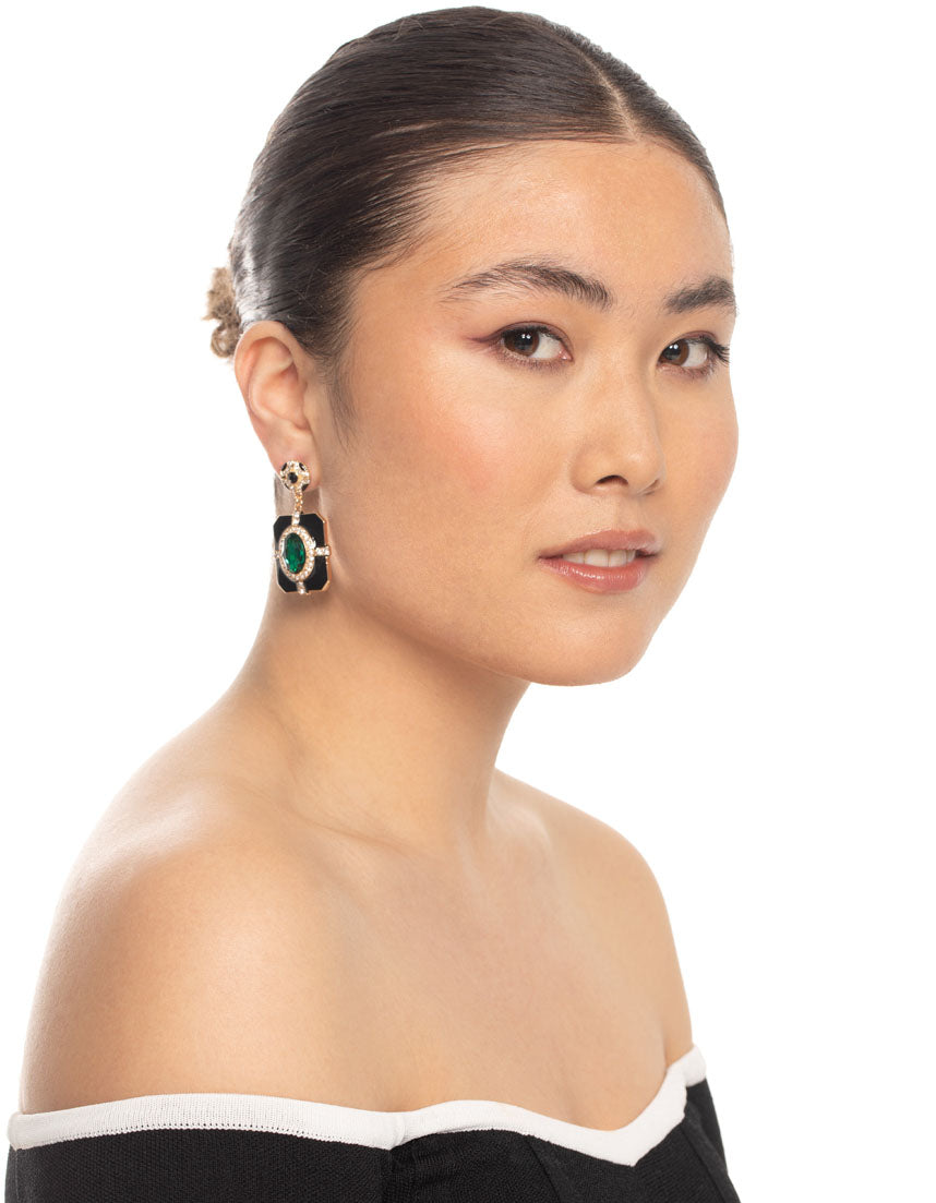 Silver Diamante Statement Drop Earrings